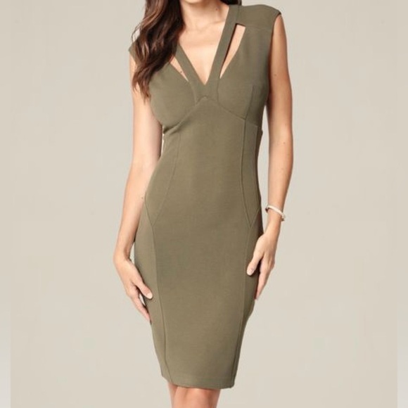 bebe Dresses & Skirts - Bebe Chic Olive Green Midi Dress